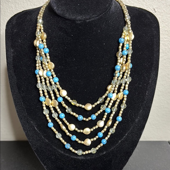 Nine West Jewelry - Nine West Gold and Blue Multi-Strand Necklace